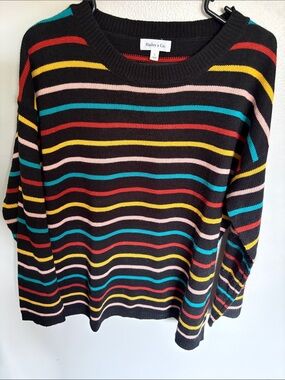 Women’s Black Multicolor Striped Sweater
